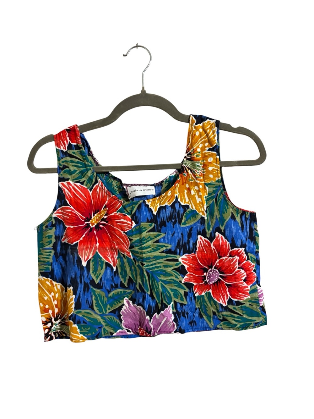 Vintage Joshua Evans Blue Floral Crop Tank Top Medium‎